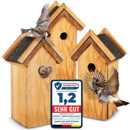 Produktbild von Oramics Nistkasten Vogelhaus mit Bitumen Dach aus Kiefernholz