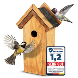 Produktbild von Oramics Nistkasten Vogelhaus mit Bitumen Dach aus Kiefernholz