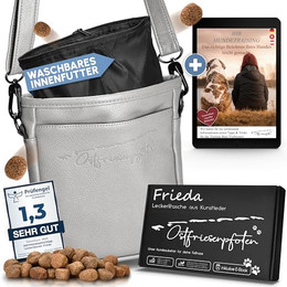 Produktbild von Ostfriesenpfoten Leckerlibeutel Frieda aus Kunstleder Grau Größe M - 1 Stk.
