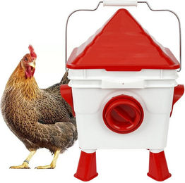 Produktbild von OSTWOLKE Futterautomat für Geflügel 6Kg Futterbehälter mit Abnehmbare Füße und Stahlketten