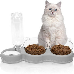 Produktbild von OSTWOLKE Trinkbrunnen Haustier Futternapf Katzennapf 15° Neigbar