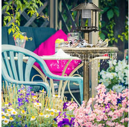 Outsunny Vogeltränke 110 cm Höhe Vogelbad, Vogelfutterspender mit Solarleuchte 0.00045 l, für Garten, Balkon, Bronze – Bild 1 von 5