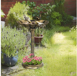 Outsunny Vogeltränke stehend, aus Kunststoff, frostsicher, winterfest, für Wildvögel, für Garten Terrasse Balkon 49,5 x 38 x 81 cm, Bronze – Bild 1 von 5