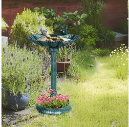 Outsunny Vogeltränke stehend, aus Kunststoff, frostsicher, winterfest, für Wildvögel, für Garten Terrasse Balkon 49,5 x 38 x 81 cm, Dunkelgrün – Bild 1 von 5