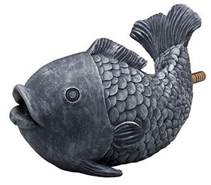 Oase Wasserspeier Fisch Teichfigur aus Kunstharz Grau – Bild 1 von 8