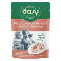 Produktbild von Oasy More Love Katzen Nassfutter Huhn mit Lachs Stückchen in Sauce 70g
