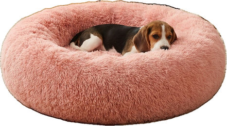 Ochama Donut Hundebett und Katzenbett aus Plüsch in Rosa mit 80 cm Durchmesser – Bild 1 von 1