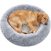 Produktbild von Ochama Pet Flauschiges Hundebett und Katzenbett Donut-Kissen aus Plüsch mit herausnehmbarem Innenpolster waschbar Ombregrau 100 cm Durchmesser