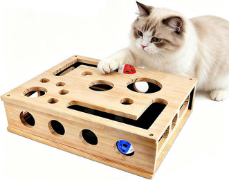 oCreon Katzenkratzspielzeug 2-in-1 Kratzbox mit Schleifpapier und interaktiver Puzzlebox – Bild 1 von 1