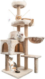 oCreon Kratzbaum für Katzen mit 5 Plattformen, Sisal-Kratzstämmen und Katzenkorb, 145 cm hoch – Bild 1 von 1