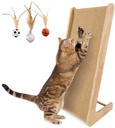 OEM Katzenkratzboard L-förmig aus Sisal mit Spielball zur Wandmontage 72cm hoch – Bild 1 von 1