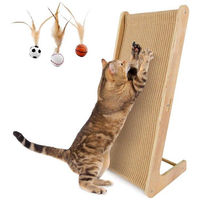 Produktbild von OEM Katzenkratzboard L-förmig aus Sisal mit Spielball zur Wandmontage 72cm hoch