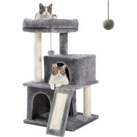 Produktbild von OEM Kratzbaum XXL für große Katzen mit 2 Hütten und Sisal in Grau, 90 cm hoch