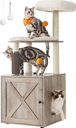 OEM Kratzsäule für Katzen in Grau mit Plüsch, 134cm – Bild 1 von 1
