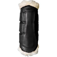 Produktbild von Offene Gamaschen für Pferde von Zaldi aus Leder und Kunstfell in Schwarz Größe L