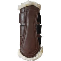 Produktbild von Offene Gamaschen Zaldi für Pferde aus Leder und Kunstfell in Braun Größe L