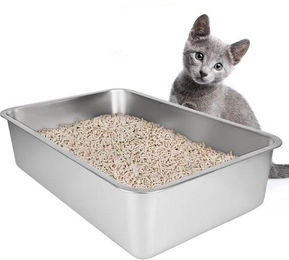 Offene Schalentoilette aus Edelstahl für Katzen, Kaninchen und Hamster in Silber – Bild 1 von 1