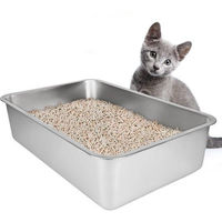 Produktbild von Offene Schalentoilette aus Edelstahl für Katzen, Kaninchen und Hamster in Silber
