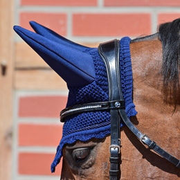 Ohrenhaube CALM II Fliegenhaube für Warmblut Pferde in Blau – Bild 1 von 2