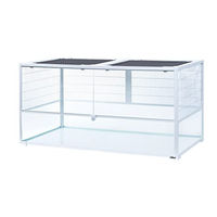 Produktbild von OiiBO Kleintierterrarium Nagerkäfig aus Glas mit Schwingtüren für Hamster Weiß 120x 60x 60cm