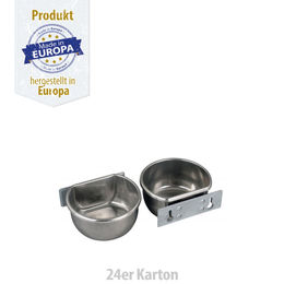 Produktbild von Olba Futternapf aus Edelstahl mit Halteplatte Silber 300 ml für Kaninchen Meerschweinchen und Hühner