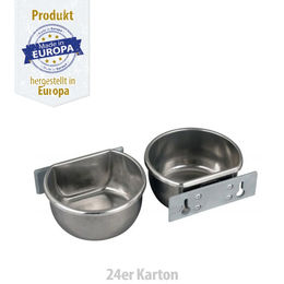 Produktbild von Olba Futternapf aus Edelstahl mit Halteplatte Silber 600 ml für Kaninchen Meerschweinchen und Hühner