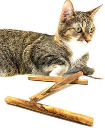 Olivenholz-erleben Kauknochen aus Naturholz zur Zahnpflege für kleine Hunde und Katzen, 3er Set – Bild 1 von 2