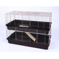 Produktbild von Ollesch Doppelkäfig aus Metall für Meerschweinchen und Kaninchen Schwarz 1,2 Meter