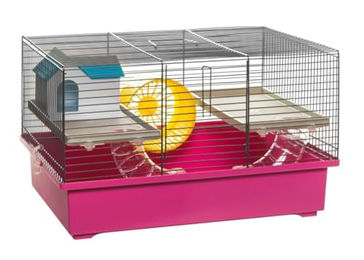 Ollesch Hamsterkäfig und Nagerkäfig für Mäuse und Hamster in Rosa mit Zubehör aus Metall 49x32,5x29cm – Bild 1 von 1