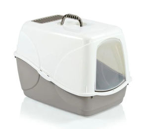 Ollesch Katzentoilette Buffy Haubentoilette mit Filter Grau Weiß aus Kunststoff – Bild 1 von 1