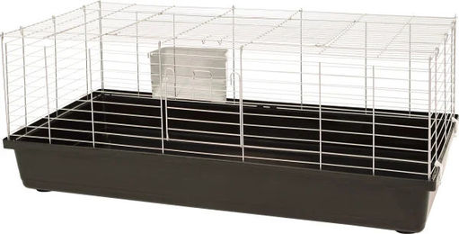 Ollesch Kleintierkäfig Rabbit für Kaninchen und Meerschweinchen aus Metall 100 x 56 x 45 cm Silber/Schwarz – Bild 1 von 2