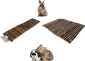 Ollesch Nagerbrücke und Leiter aus Holz für Kaninchen Meerschweinchen und Hamster 2 Stück Braun – Bild 1 von 2