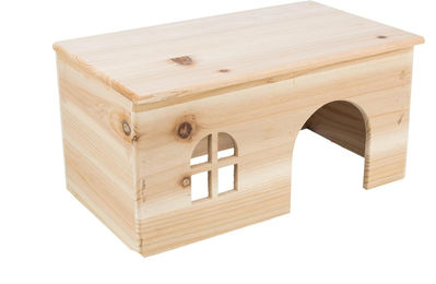 Ollesch Nagerhaus aus Naturholz für Meerschweinchen und Kaninchen 40x20x23cm – Bild 1 von 2