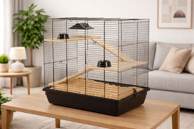 Ollesch Nagerkäfig für Hamster Mäuse und Ratten aus Draht Schwarz 59 x 38 x 55 cm mit Zubehör – Bild 1 von 4