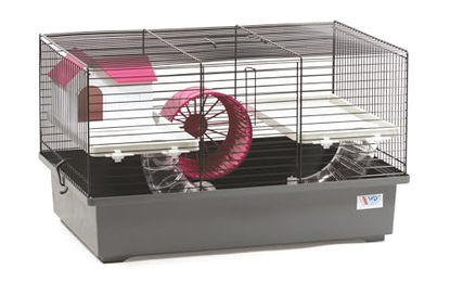 Ollesch Nagerkäfig für Hamster und Mäuse aus Kunststoff Grau 49x32,5x29cm mit Zubehör – Bild 1 von 2