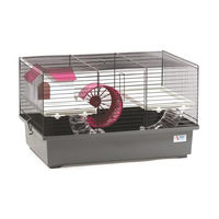 Produktbild von Ollesch Nagerkäfig für Hamster und Mäuse aus Kunststoff Grau 49x32,5x29cm mit Zubehör