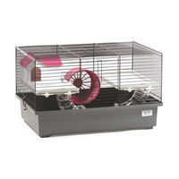 Produktbild von Ollesch Nagerkäfig für Hamster und Mäuse aus Kunststoff mit Zubehör 49x32,5x29cm Schwarz Grau