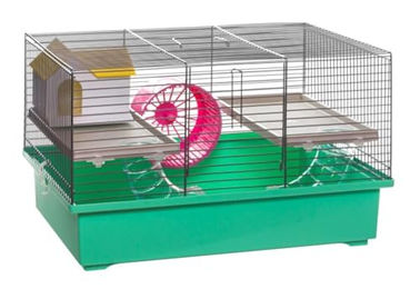 Ollesch Nagerkäfig für Hamster und Mäuse mit Zubehör Grün 49x32,5x29cm aus Kunststoff – Bild 1 von 2