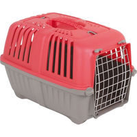 Produktbild von Ollesch Transportbox Praktiko 1 mit Metalltür für Hunde, Katzen und Nager in Rot 48 x 31,5 x 33 cm