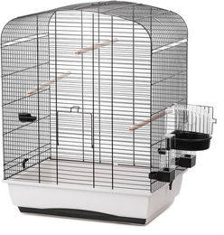 Ollesch Vogelkäfig Elena Vogelheim Schwarz Weiß aus Metall 54x39x71cm für Wellensittiche Kanarienvögel und Zebrafinken – Bild 1 von 2