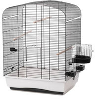 Produktbild von Ollesch Vogelkäfig Elena Vogelheim Schwarz Weiß aus Metall 54x39x71cm für Wellensittiche Kanarienvögel und Zebrafinken