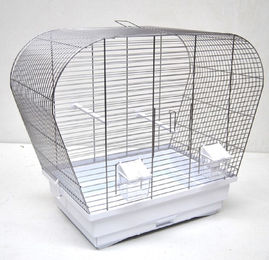 Produktbild von Ollesch Vogelkäfig für Wellensittiche aus Metall in Weiß und Silber 60 cm