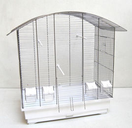 Produktbild von Ollesch Vogelkäfig Ula aus Metall in Weiß und Silber mit Zubehör für Wellensittiche und Kanarienvögel