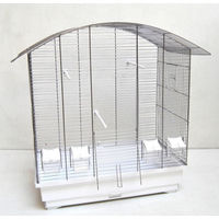 Produktbild von Ollesch Vogelkäfig Ula aus Metall in Weiß und Silber mit Zubehör für Wellensittiche und Kanarienvögel