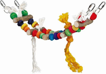 Produktbild von Ollesch Vogelspielplatz Hängebrücke aus Naturholz für Papageien 17,5 x 68 cm bunt