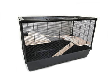 Ollesch XXL Nagerkäfig für Hamster und Mäuse aus Draht Schwarz 100 x 54 x 61 cm mit Zubehör – Bild 1 von 12