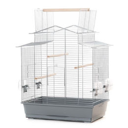 Produktbild von Ollesch XXL Vogelkäfig für Wellensittiche und Kanarienvögel mit Freisitz Grau 58,5 x 38 x 65 cm