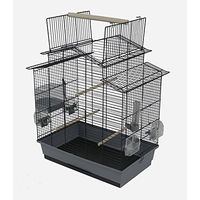Produktbild von Ollesch XXL Vogelkäfig für Wellensittiche und Kanarienvögel mit Freisitz und Zubehör in Schwarz Grau aus Metall