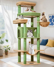 Omgoods Kratzbaum für Katzen mit 9 Kratzsäulen und geräumigen Plattformen – Bild 1 von 1