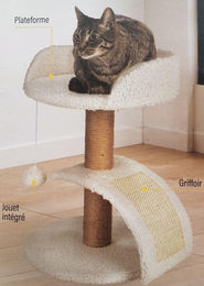 Omgoods Kratzbaum für Katzen mit Spielzeug aus Plüsch und Jute in Beige 30 x 40 cm – Bild 1 von 1